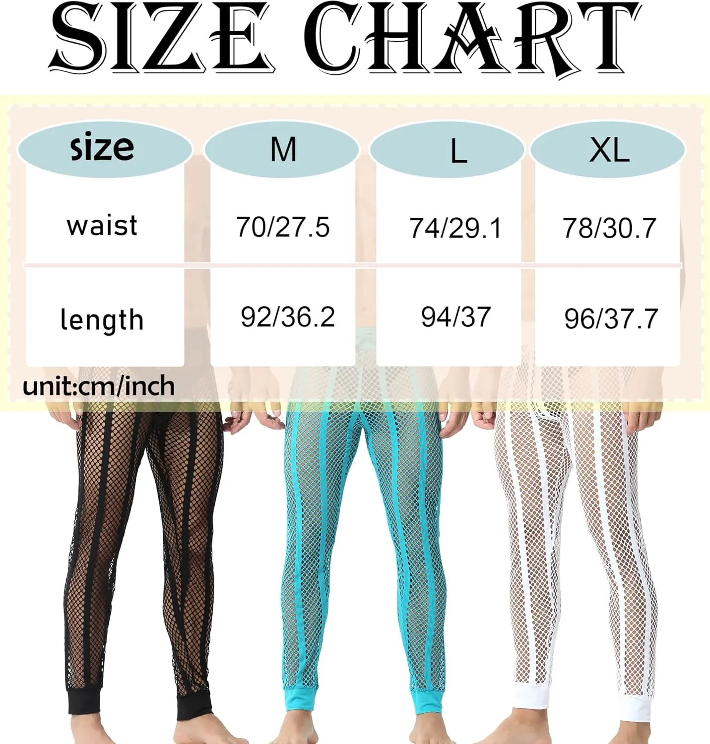 QiaTi Men's Fishnet Pants Mesh See Through Muscle Leggings Stretchy Drawstring Long Pants