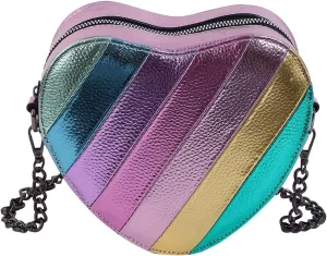 Rainbow Purses for Women, Fashion Colorful Crossbody Bags Chain Shoulder Bag Heart Purse