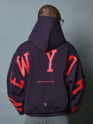 Regular Fit Overhead Hoodie With Back New York Graphic Print