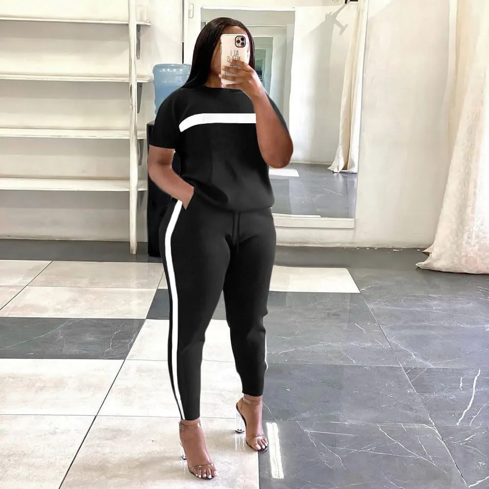 Remxi Workout Sets for Women Two Piece Outfits Jogging Sweat Suits Tops and Long Sweatpants Set Workout Tracksuit