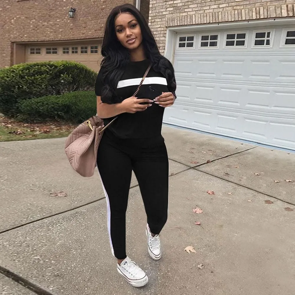 Remxi Workout Sets for Women Two Piece Outfits Jogging Sweat Suits Tops and Long Sweatpants Set Workout Tracksuit