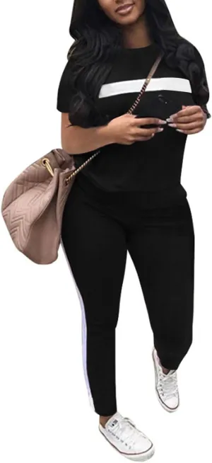 Remxi Workout Sets for Women Two Piece Outfits Jogging Sweat Suits Tops and Long Sweatpants Set Workout Tracksuit