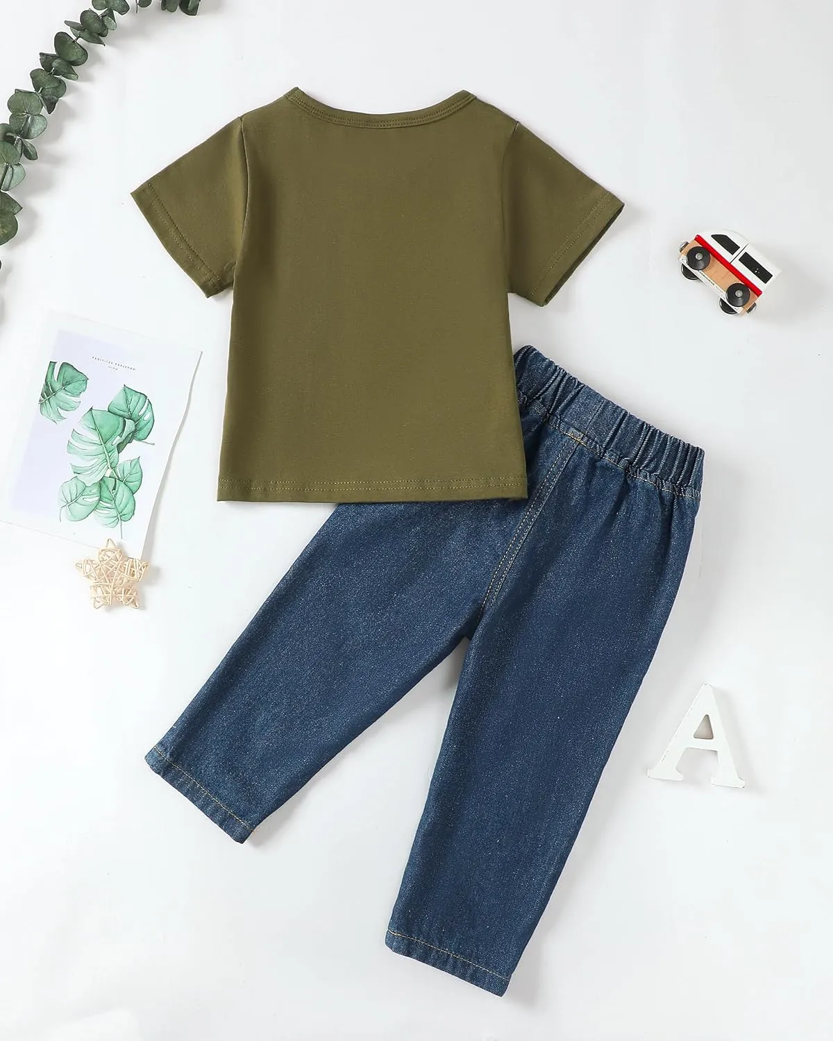 Renotemy Toddler Baby Boy Clothes Denim Outfits Infant Hooded Sweatshirt Jeans Pants Little Boys Clothing