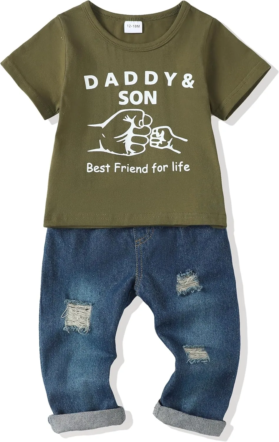Renotemy Toddler Baby Boy Clothes Denim Outfits Infant Hooded Sweatshirt Jeans Pants Little Boys Clothing