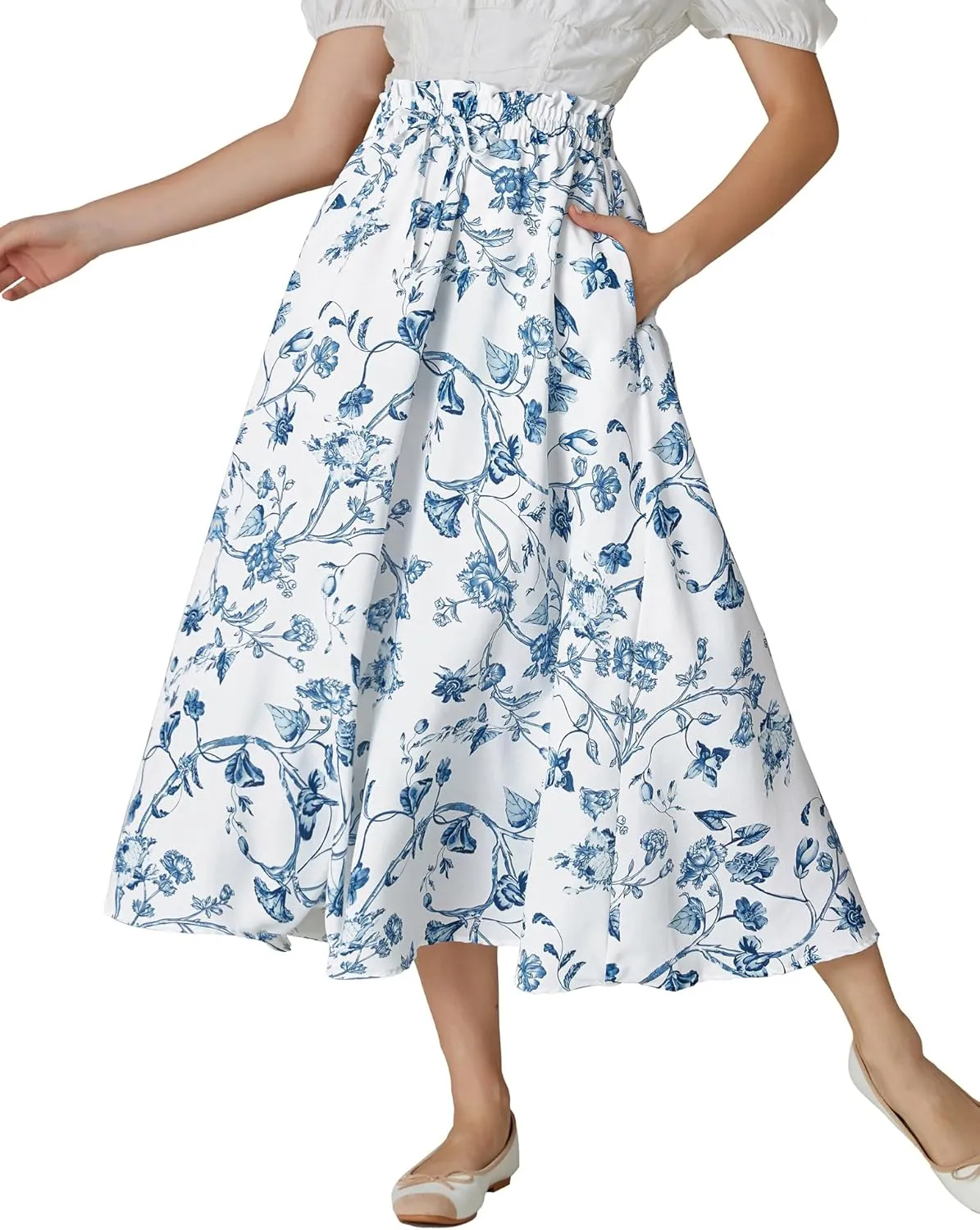 Scarlet Darkness Renaissance Maxi Skirts for Women Summer Floral Long Skirt with Pockets