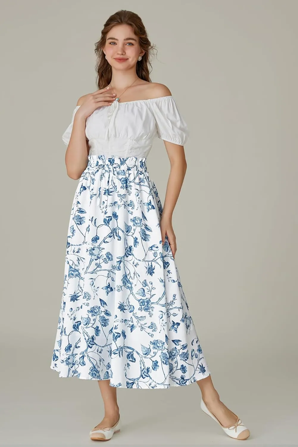 Scarlet Darkness Renaissance Maxi Skirts for Women Summer Floral Long Skirt with Pockets