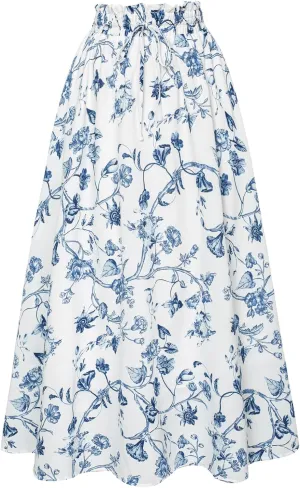 Scarlet Darkness Renaissance Maxi Skirts for Women Summer Floral Long Skirt with Pockets