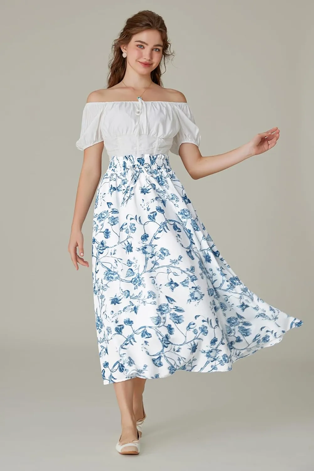 Scarlet Darkness Renaissance Maxi Skirts for Women Summer Floral Long Skirt with Pockets