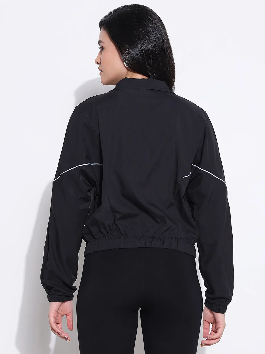 SHOWOFFFF Edition Women's Black Bomber Jacket with White Detail