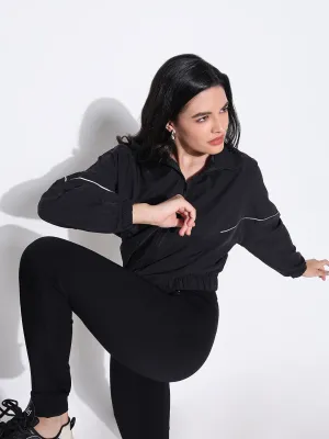 SHOWOFFFF Edition Women's Black Bomber Jacket with White Detail