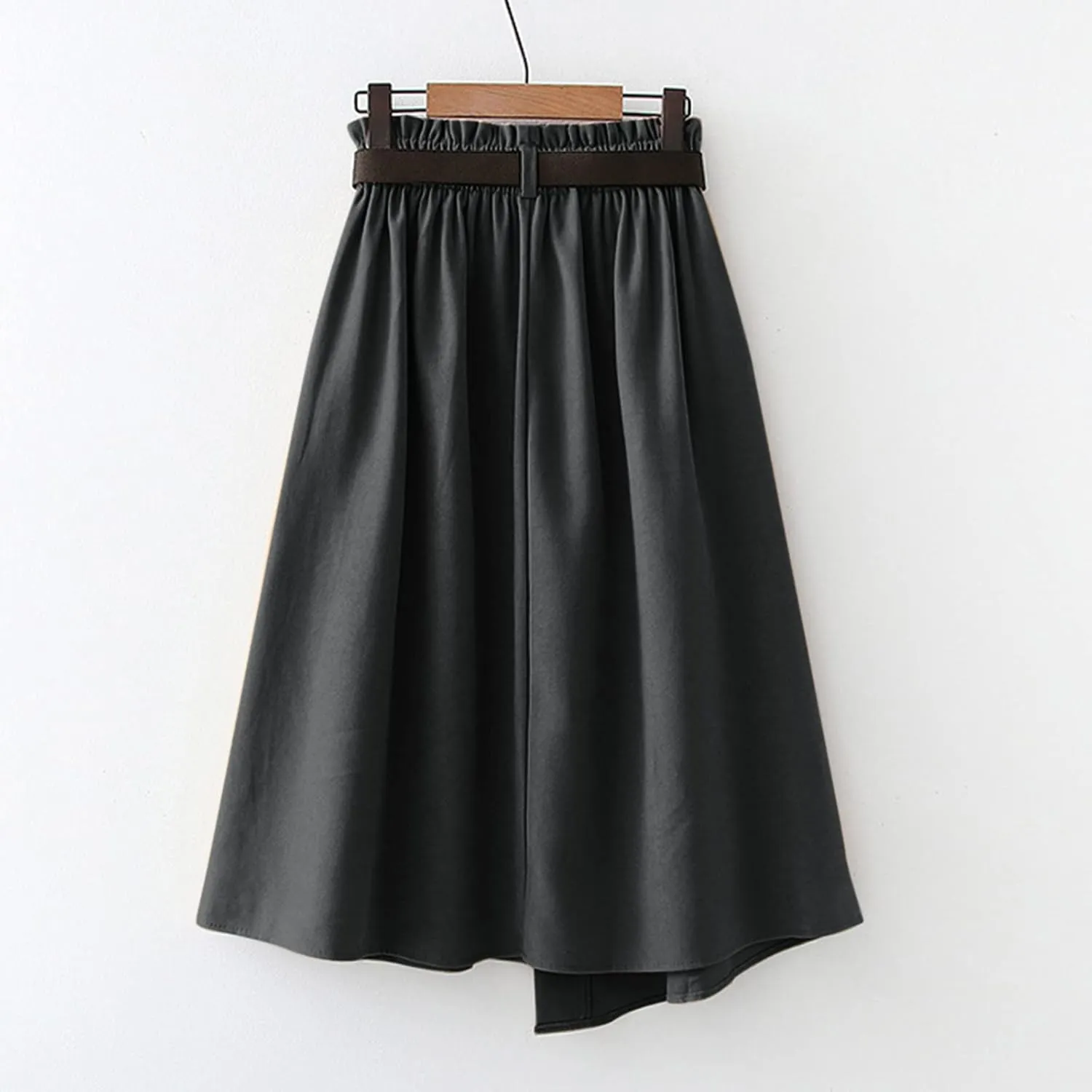Skirts for Women Trendy Ruffle Layered Pleated Skirts Solid Ankle Length Midi Skirt Elastic Waistband for Women