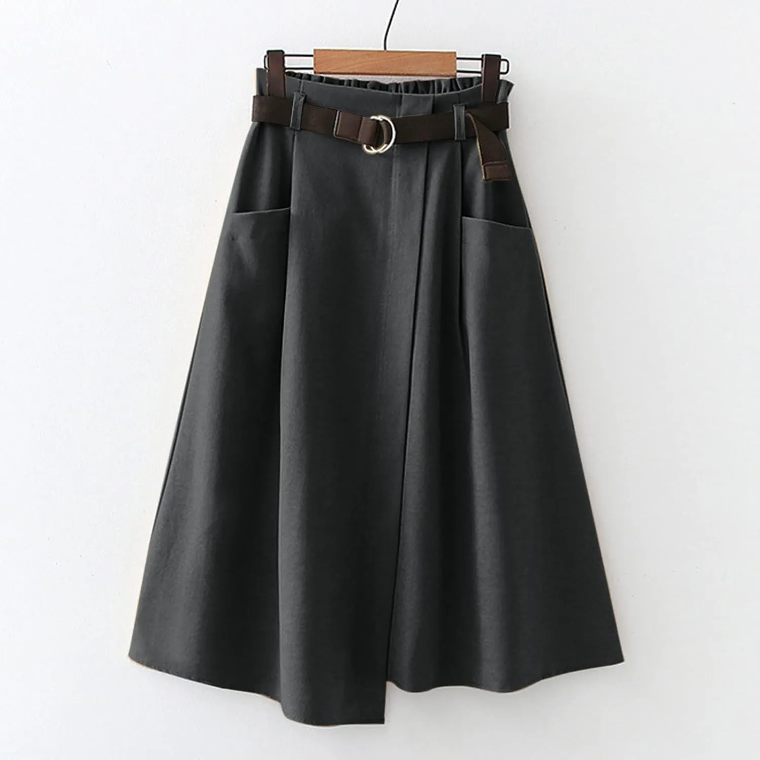 Skirts for Women Trendy Ruffle Layered Pleated Skirts Solid Ankle Length Midi Skirt Elastic Waistband for Women