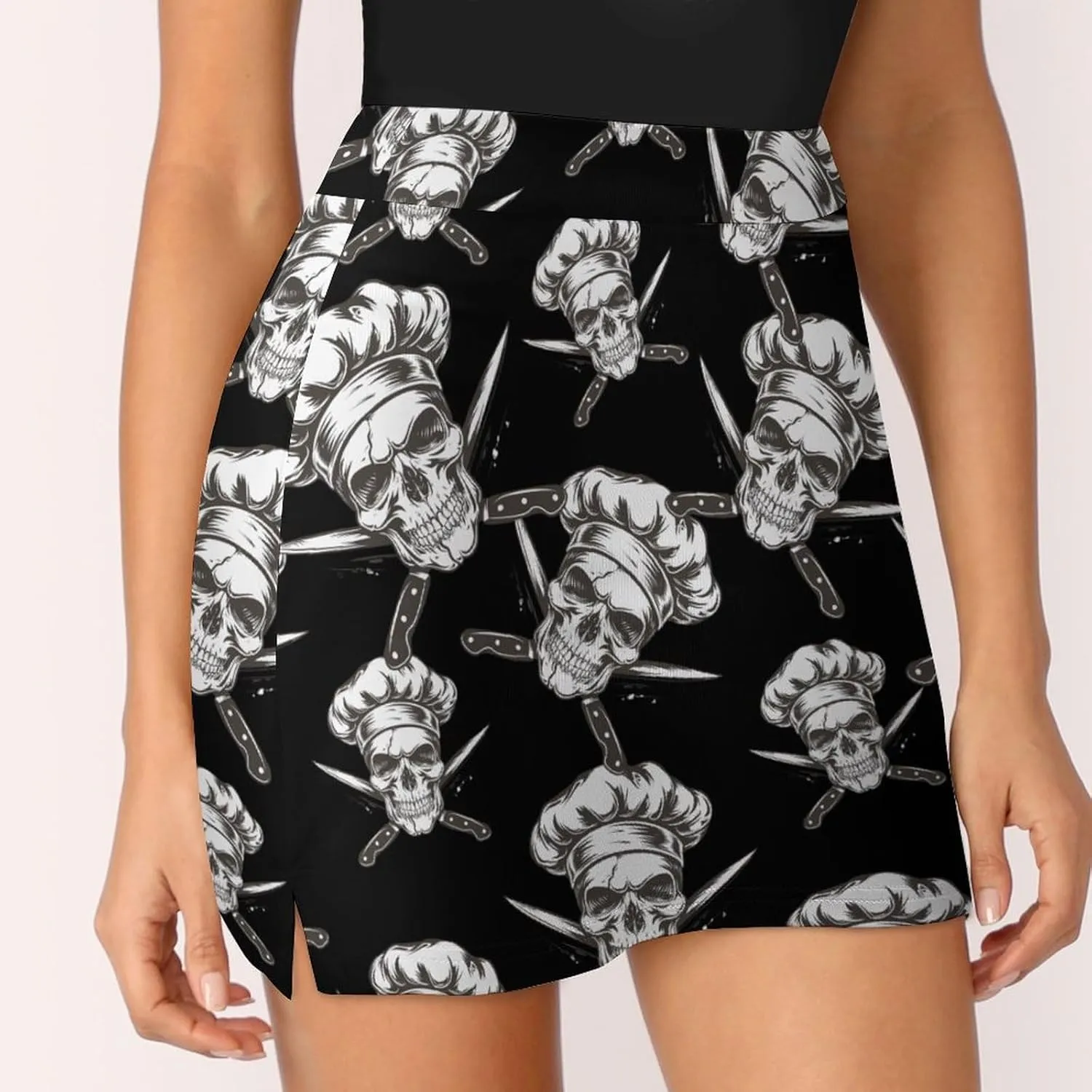 Skull Chef Gangster Women's Skort Athletic Skirt Golf Skorts A-line Skirts with Built-in Shorts Pockets