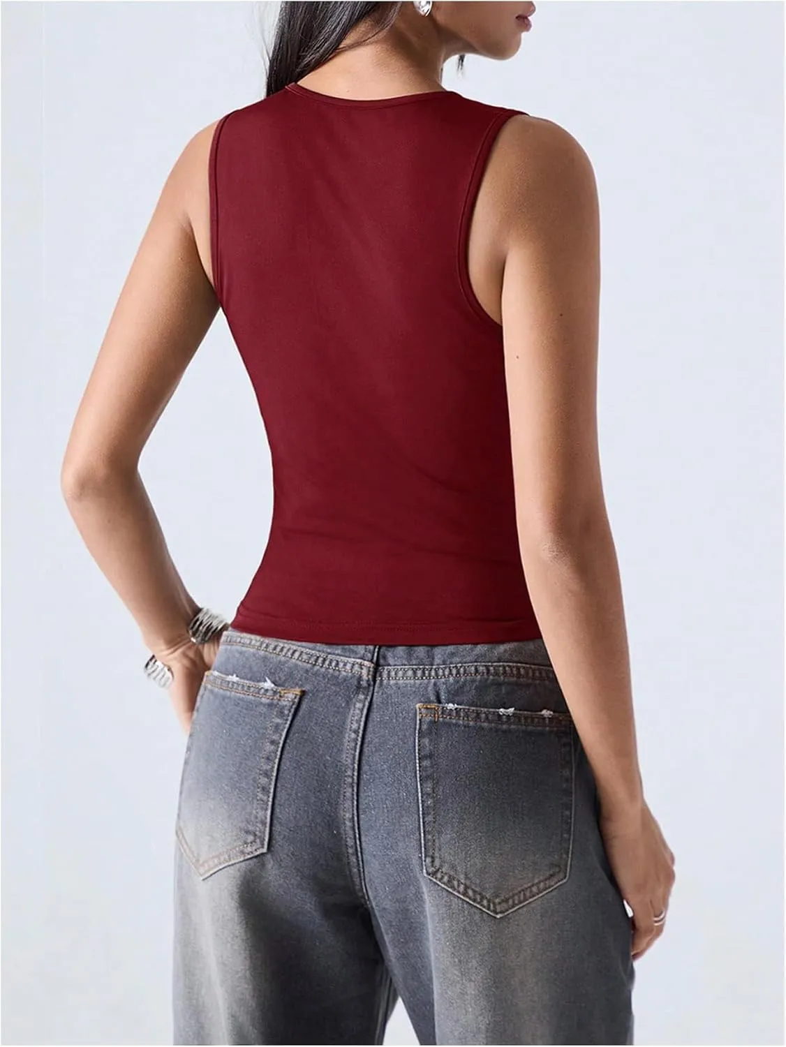 SOLY HUX Women's Cut Out Half Zip Tank Top Sleeveless Crew Neck Y2k Going Out Crop Tops