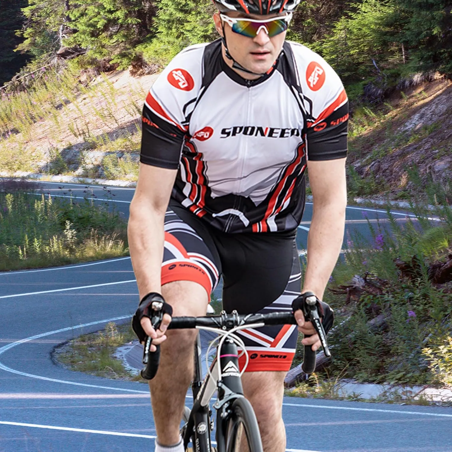 sponeed Cycling Jersey Short Sleeve Suits Men Bike Clothing Road Bicycle Shorts Padded Outfits