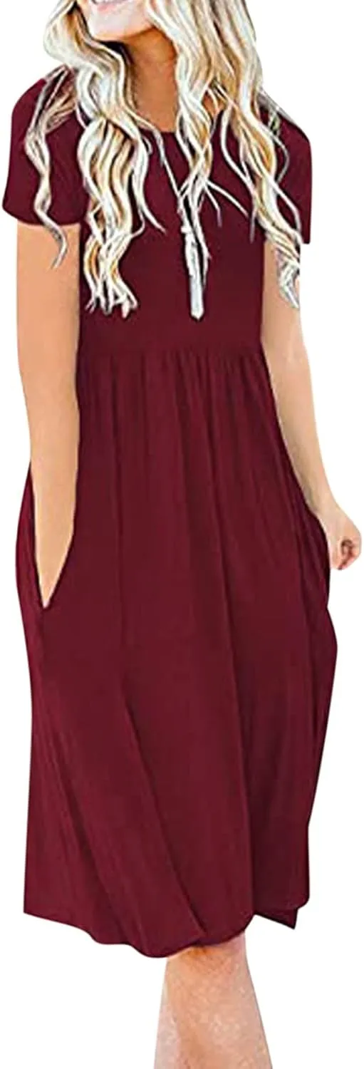 Summer Dresses for Women 2023 Ruffle Hem Floral Printed Flowy Party Beach Fall Long Dress Vacation Dress with Pockets