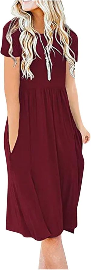 Summer Dresses for Women 2023 Ruffle Hem Floral Printed Flowy Party Beach Fall Long Dress Vacation Dress with Pockets