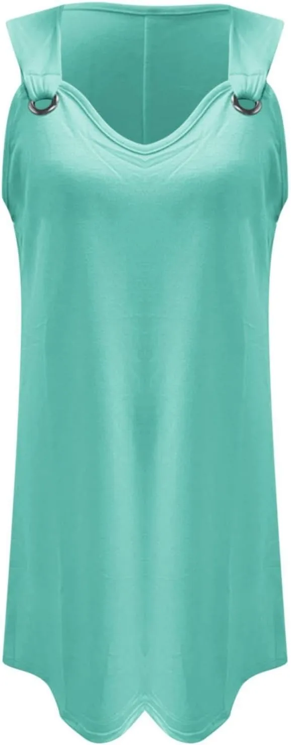 Summer Dresses for Women 2024 Vacation Casual Sleeveless Midi Tshirt Dress Trendy Flowy Loose Boho Beach Sundresses