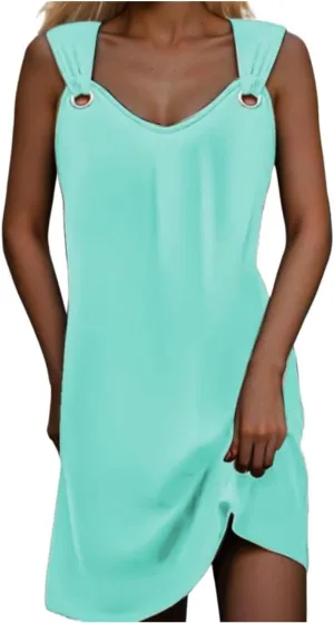 Summer Dresses for Women 2024 Vacation Casual Sleeveless Midi Tshirt Dress Trendy Flowy Loose Boho Beach Sundresses