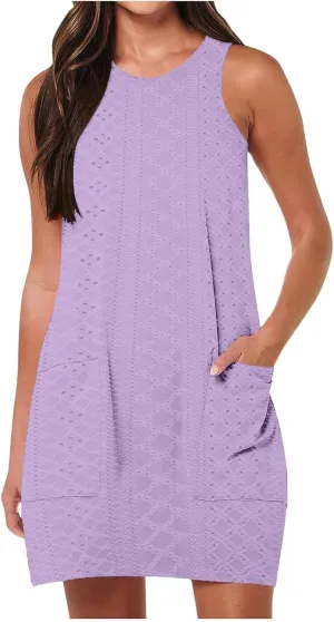 Summer Dresses for Women Sleeveless Sundresses Casual Swing Tank Beach Cover Up Dress Loose T-Shirt Vacation Dresses