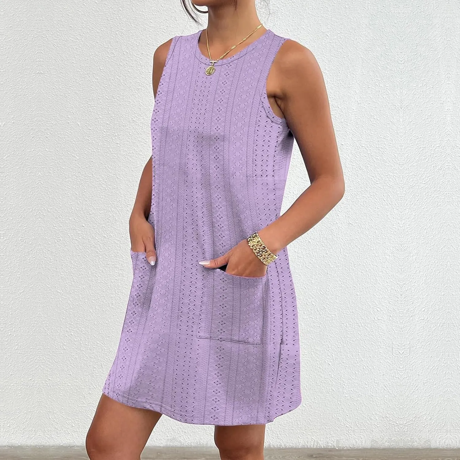 Summer Dresses for Women Sleeveless Sundresses Casual Swing Tank Beach Cover Up Dress Loose T-Shirt Vacation Dresses