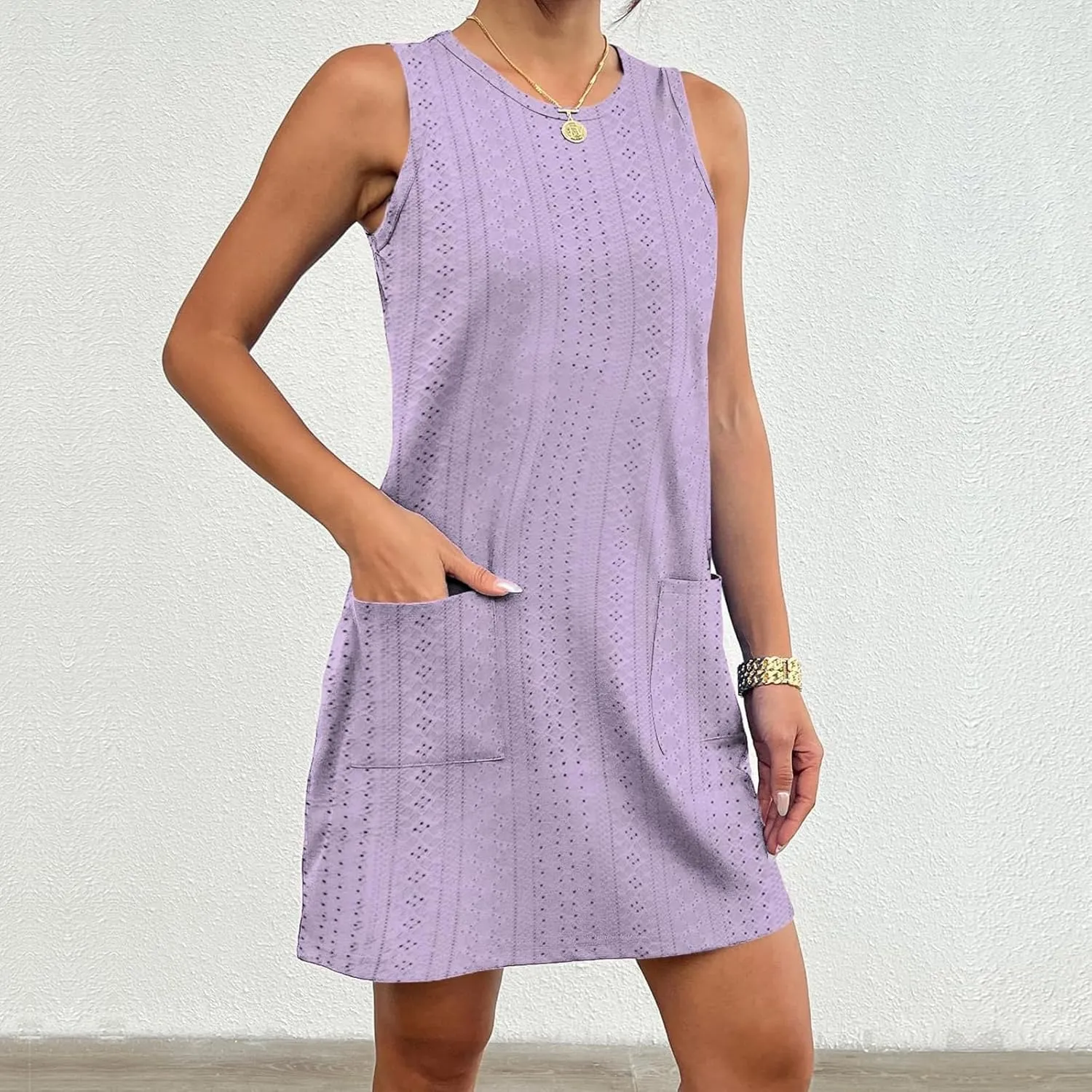 Summer Dresses for Women Sleeveless Sundresses Casual Swing Tank Beach Cover Up Dress Loose T-Shirt Vacation Dresses