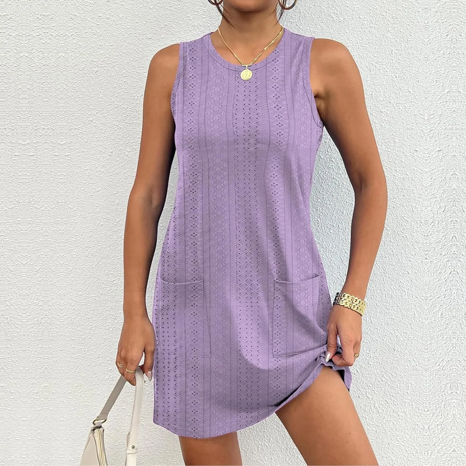 Summer Dresses for Women Sleeveless Sundresses Casual Swing Tank Beach Cover Up Dress Loose T-Shirt Vacation Dresses
