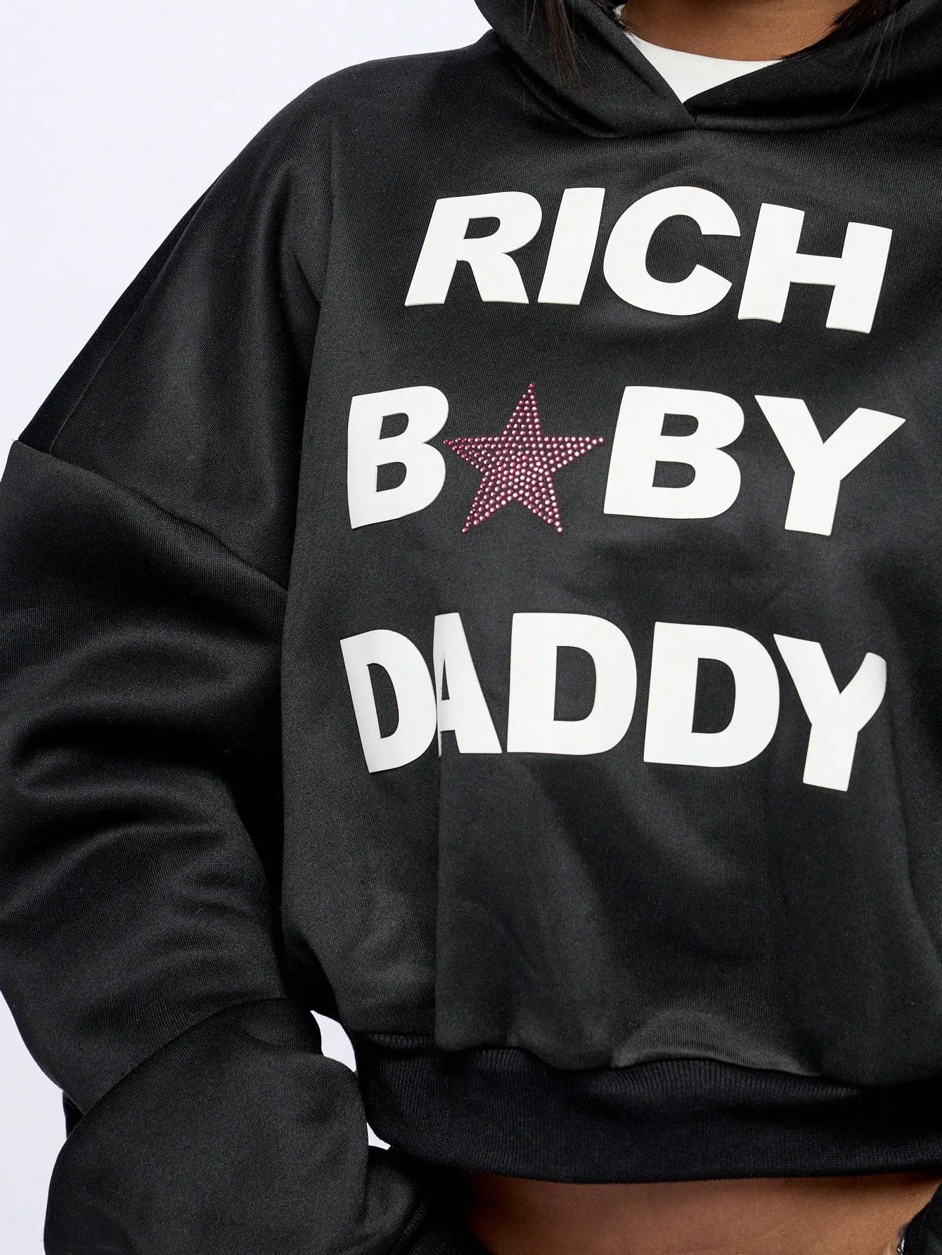 SUMWON WOMEN Oversized Rich Baby Daddy Graphic Hoodie