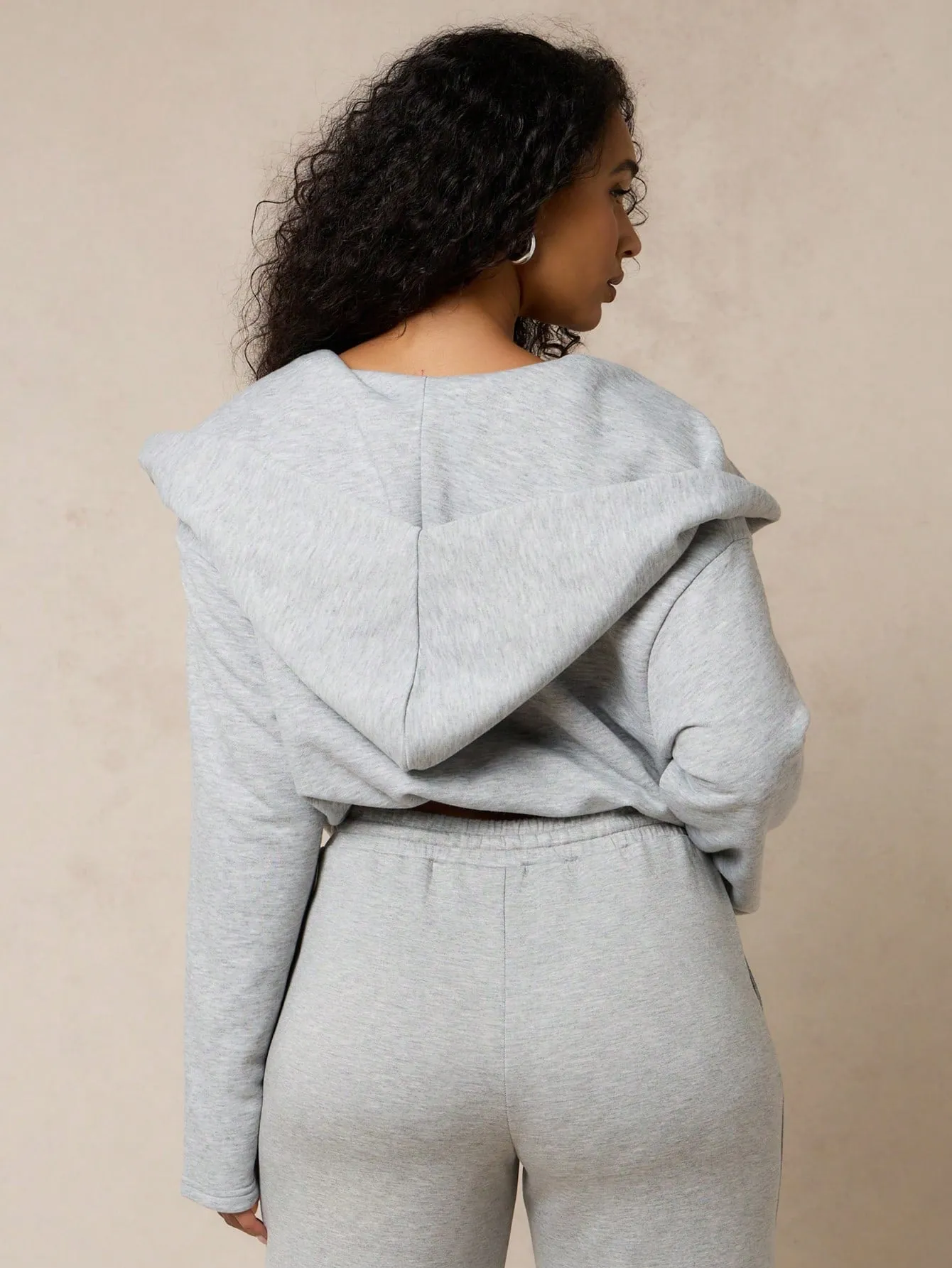 SUMWON WOMEN Plunge Cowl Neck Hooded Sweatshirt