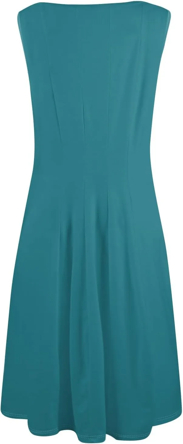 Sundresses for Women 2025 Trendy Crewneck Sleeve Summer Dresses Flowy Midi Dress Fashion Beach Vacation Outfits