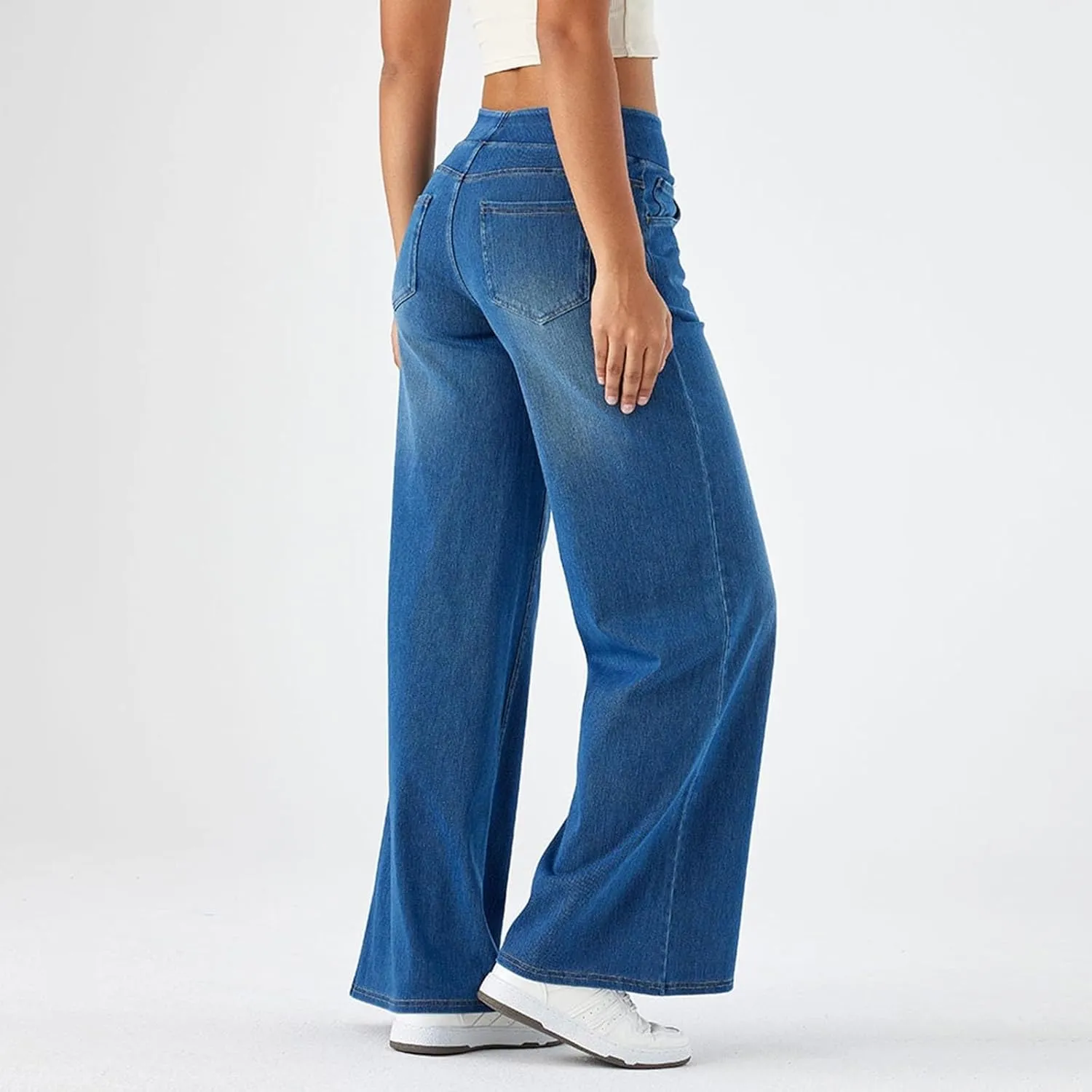 Sweatpant Jeans for Women High Waisted Wide Leg Tummy Control Pants Straight Trendy Summer 2025 Palazzo Y2k Trousers