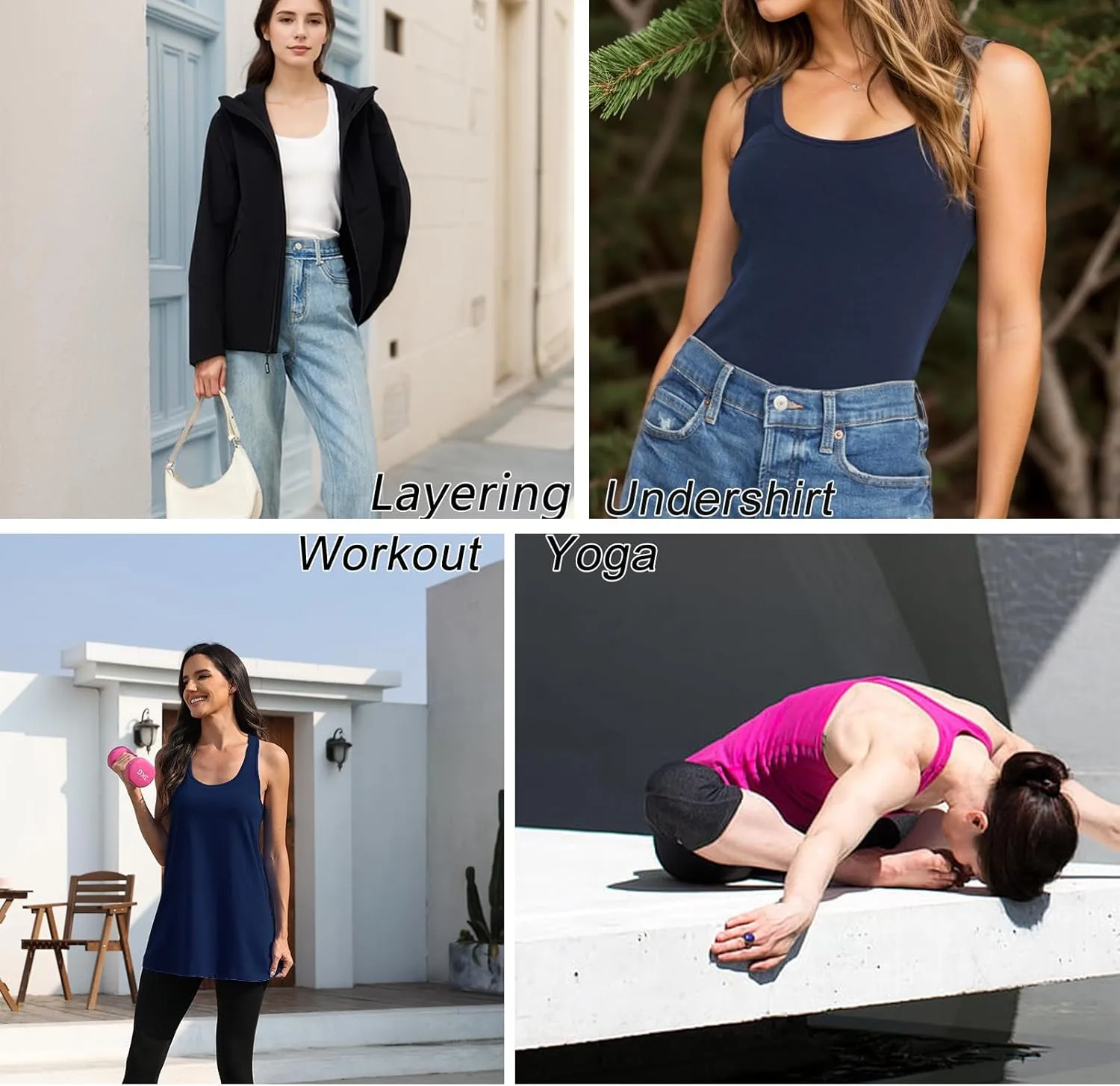 TAIPOVE Racerback Workout Extra Long Tank Tops for Women Loose Fit Basic Tunic Athletic Yoga Shirt 2 Packs