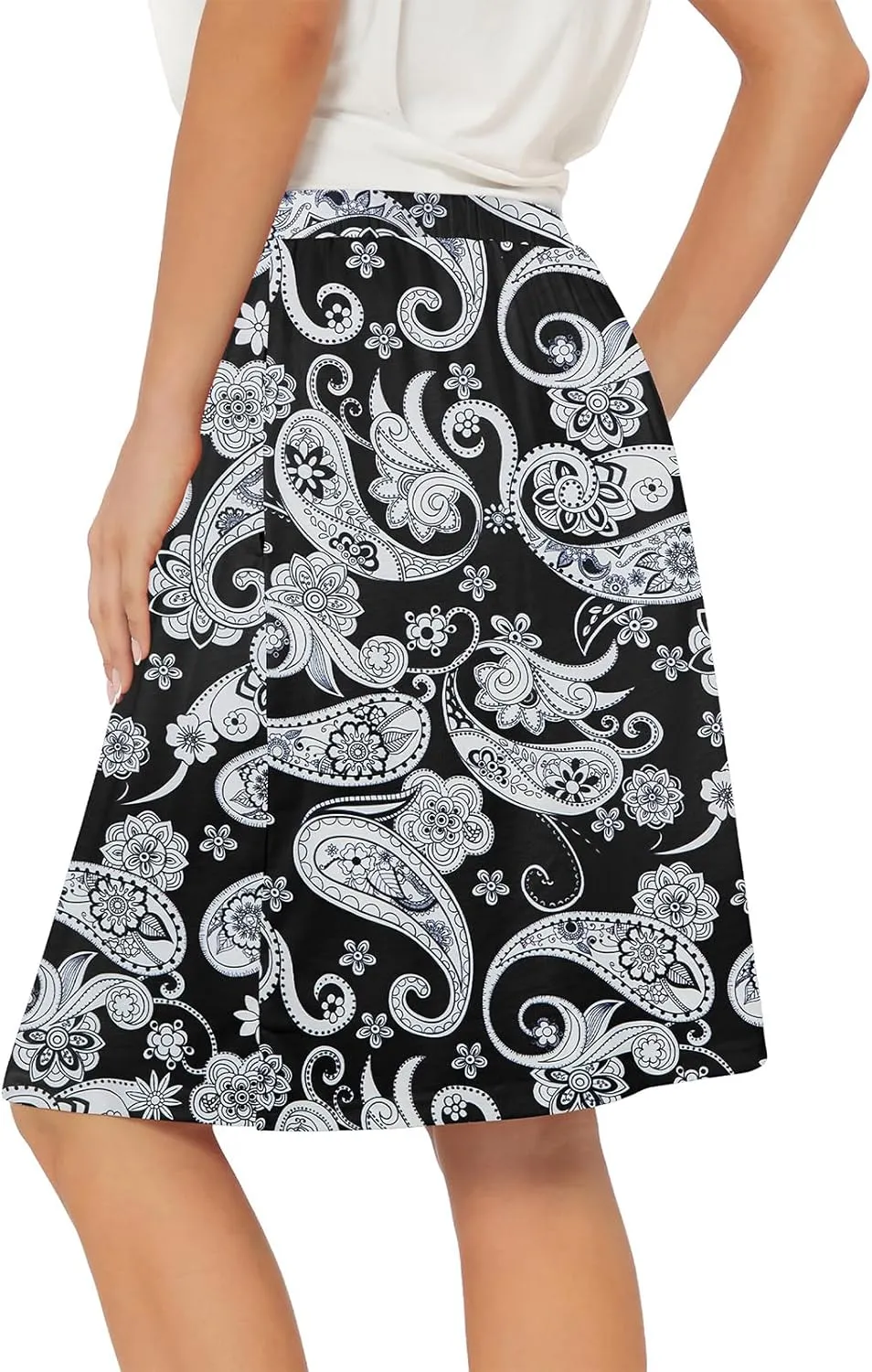 Tennis Skirt for Women with Pockets Athletic Skort Knee Length Golf High Waist Skirt Drawstring Shorts