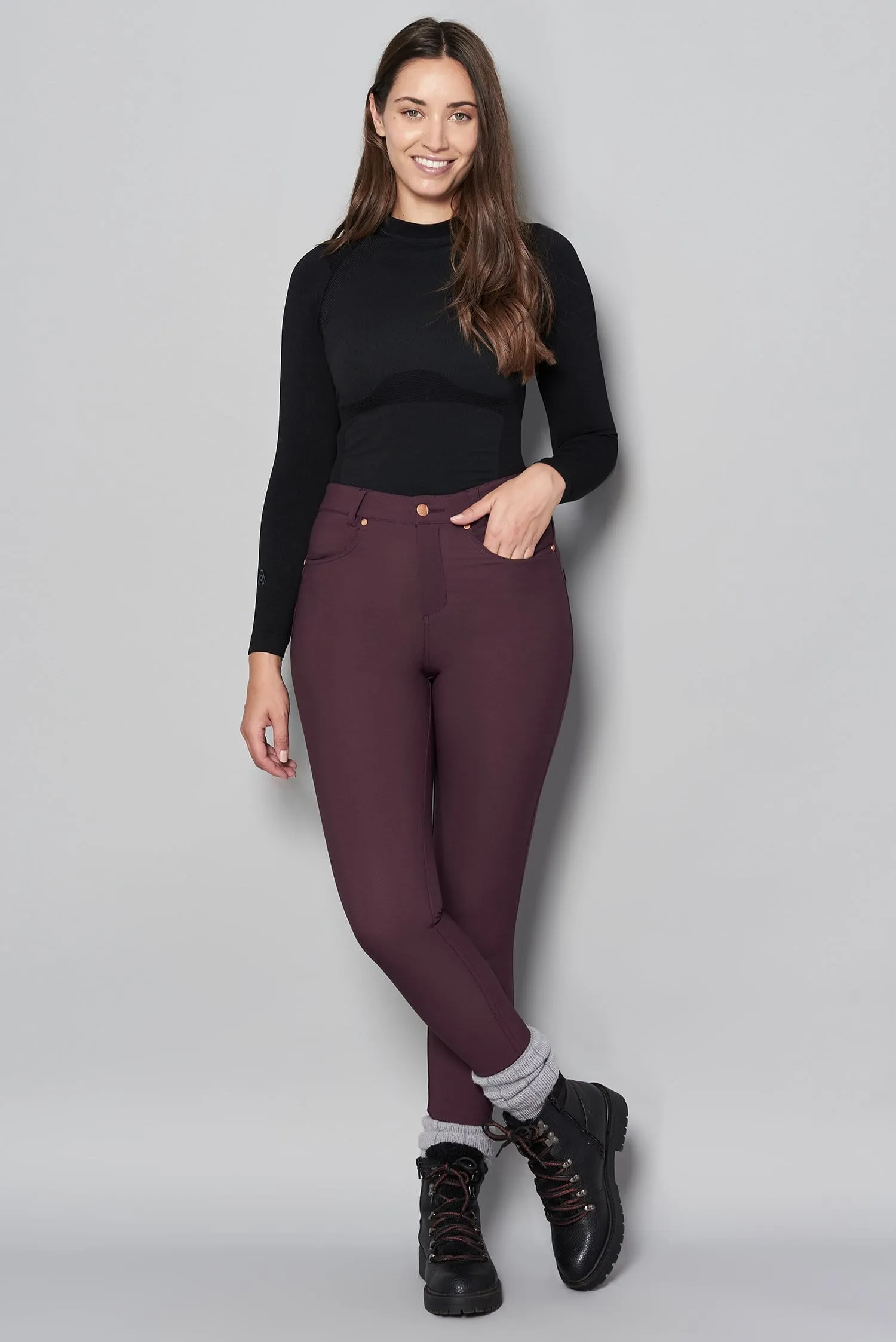 Thermal Skinny Outdoor Trousers - Aubergine