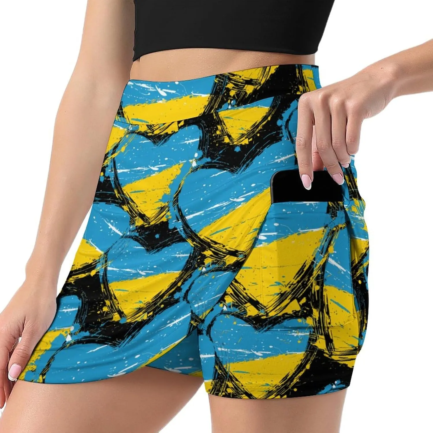 Ukraine Hear Women's Skort Athletic Skirt Golf Skorts A-line Skirts with Built-in Shorts Pockets