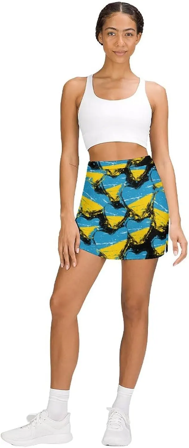 Ukraine Hear Women's Skort Athletic Skirt Golf Skorts A-line Skirts with Built-in Shorts Pockets