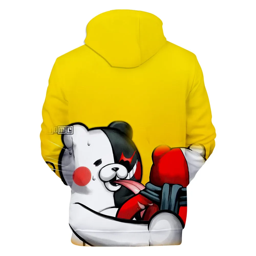 Unisex Yellow 3D Print Monokuma Pullovers Hoodies