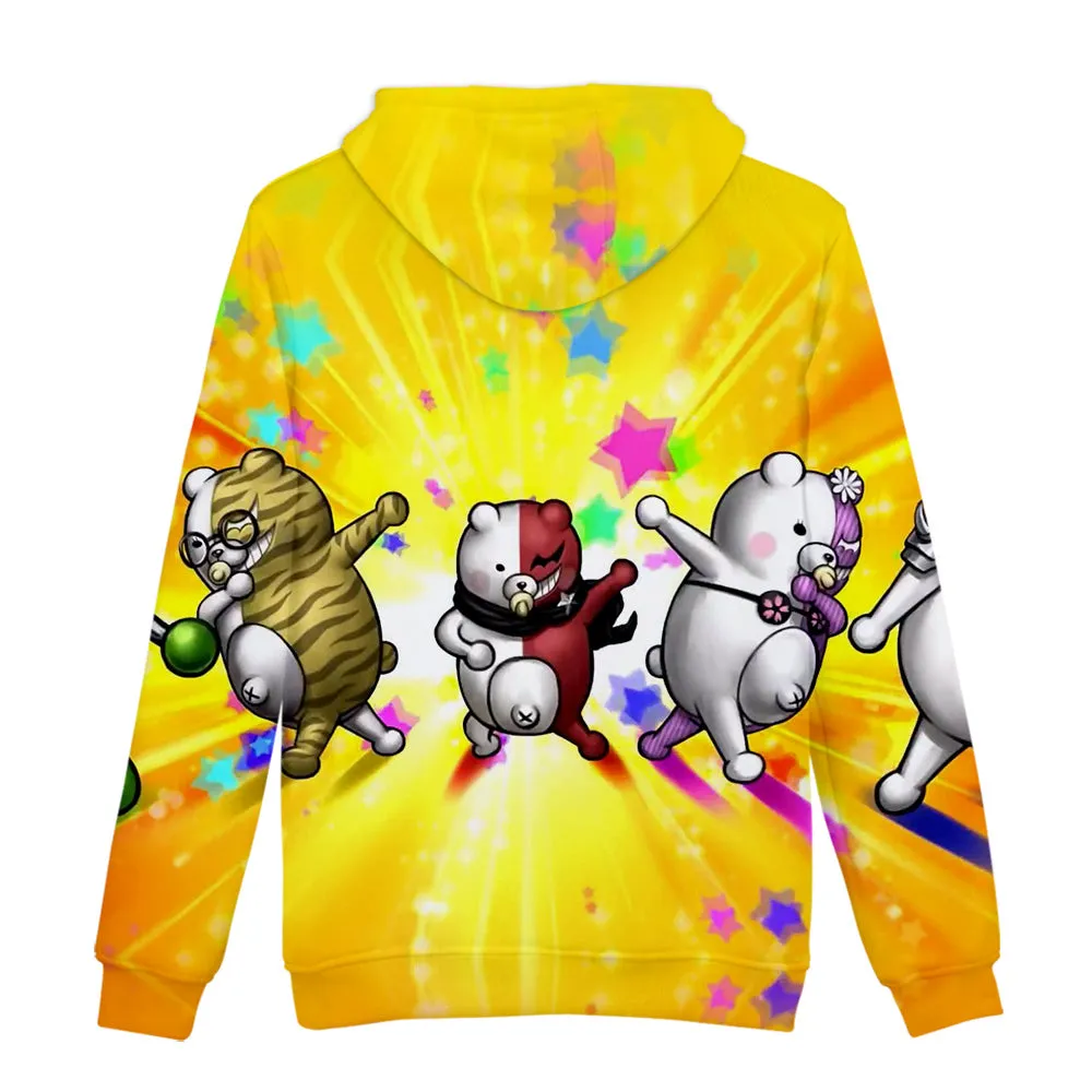 Unisex Yellow 3D Print Monokuma Pullovers Hoodies