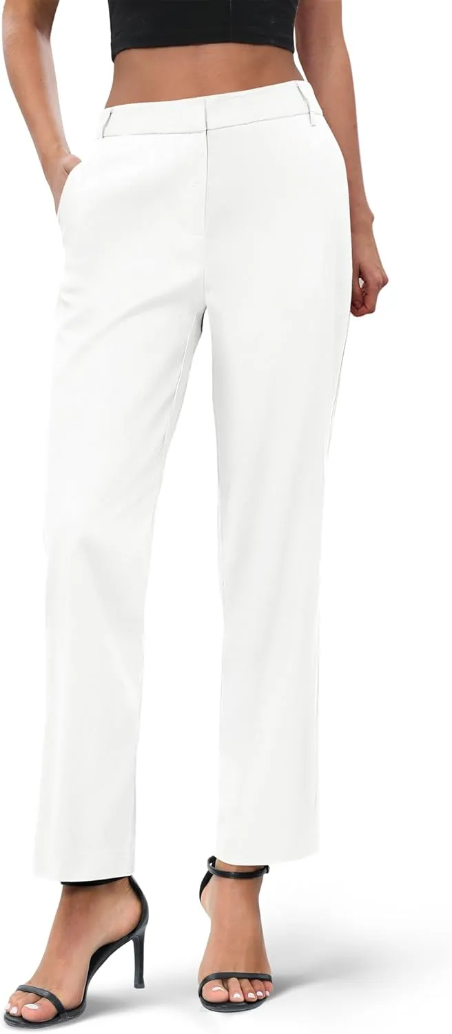 Urban CoCo Women's Elastic Waisted Work Pants Business Casual Office Pants Trousers with Pockets