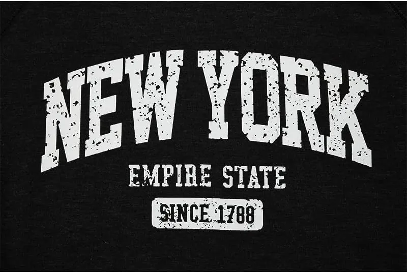 Vdnerjg Women's New York Letter Print Sweatshirt Crewneck Long Sleeve Casual Loose Fit Pullover Shirt
