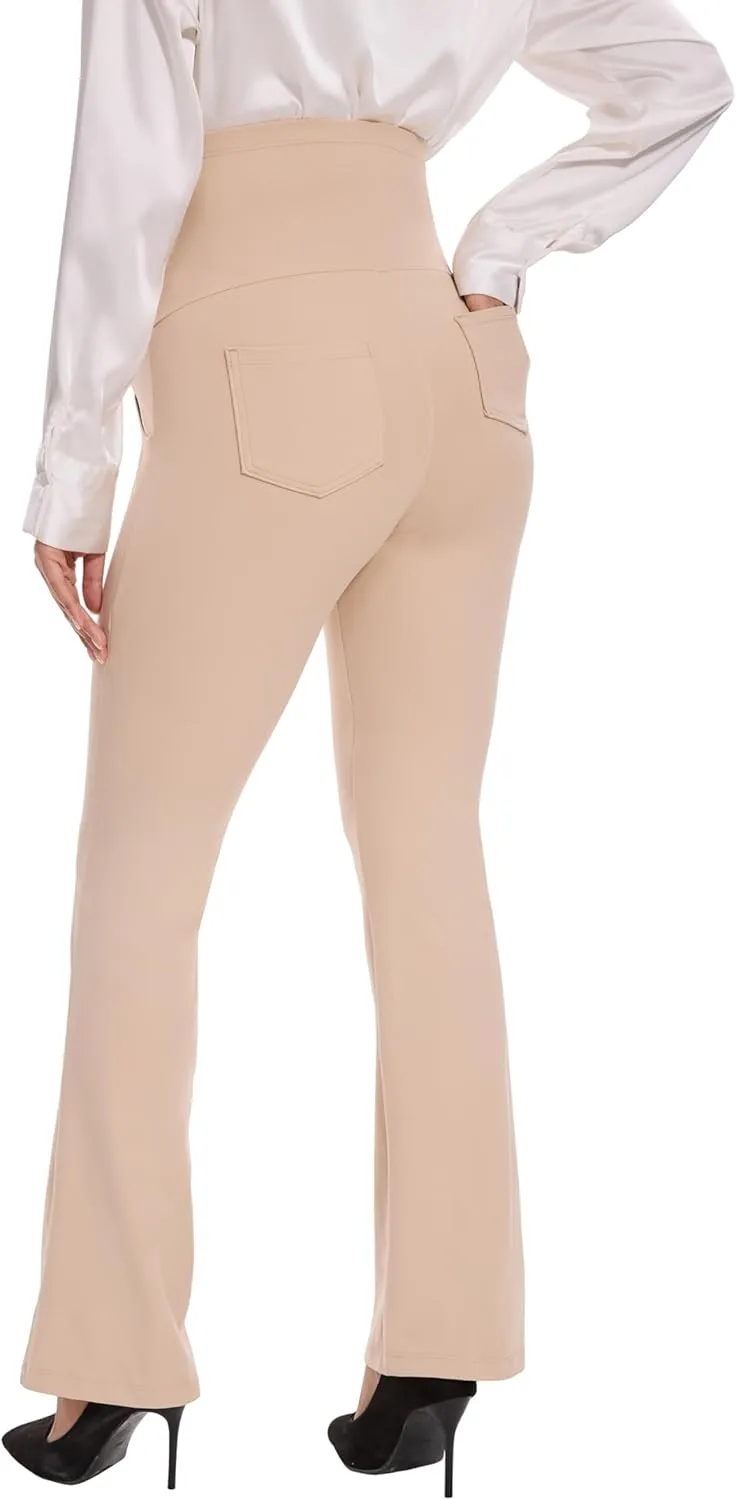 VIMPEP 27"/29"/31" Flare Maternity Yoga Pants Over The Belly Pregnancy Bootcut Strethcy Leggings with Pockets C201