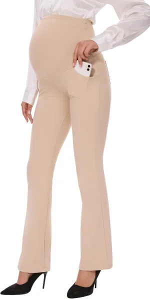 VIMPEP 27"/29"/31" Flare Maternity Yoga Pants Over The Belly Pregnancy Bootcut Strethcy Leggings with Pockets C201