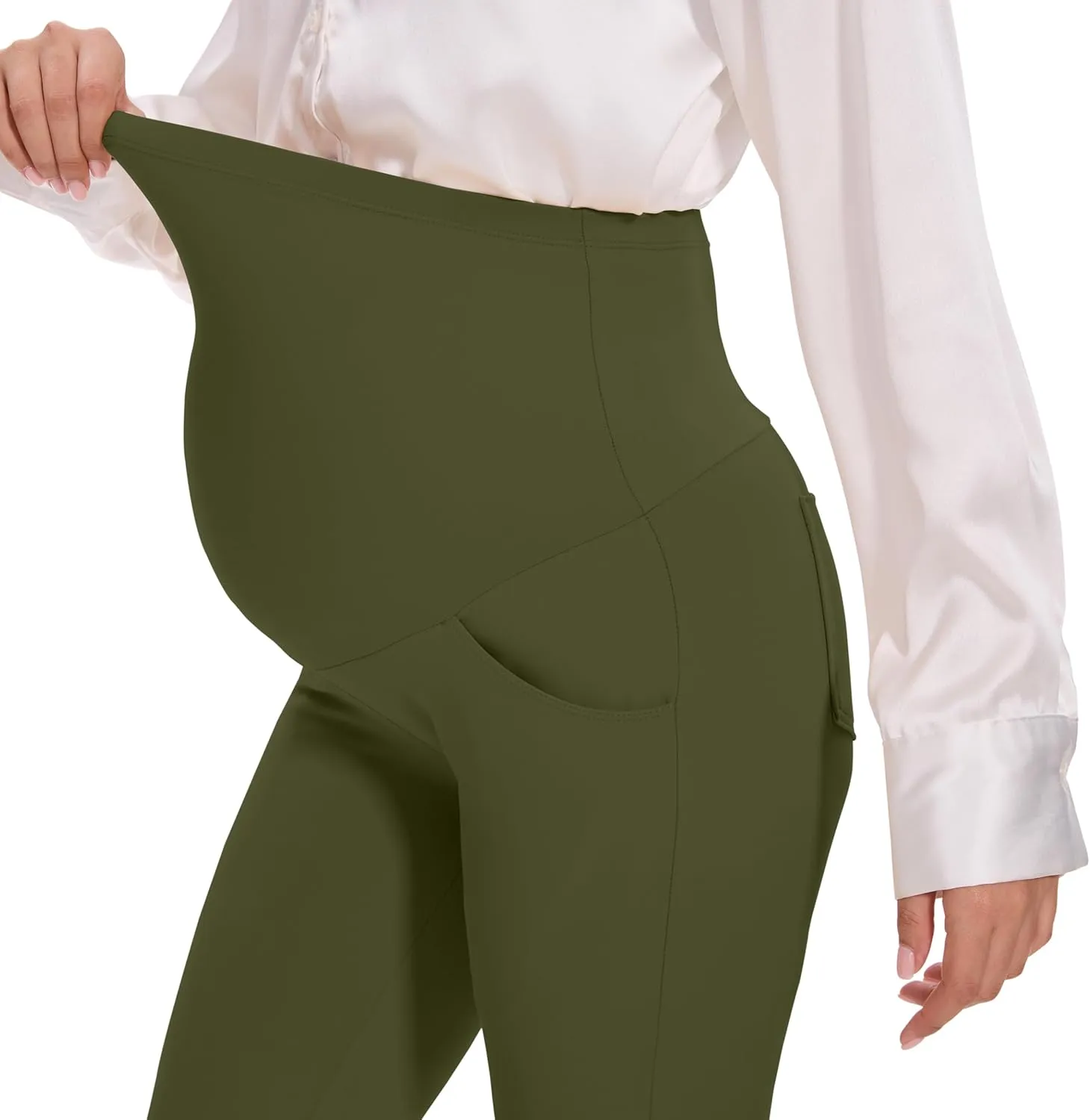 VIMPEP 27"/29"/31" Flare Maternity Yoga Pants Over The Belly Pregnancy Bootcut Strethcy Leggings with Pockets C201