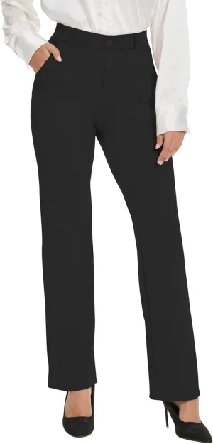 VIMPEP Womens 2024 Fall Stretchy Yoga Dress Pants High Rise Straight Leg with Pockets Casual Petite/Regular 1202