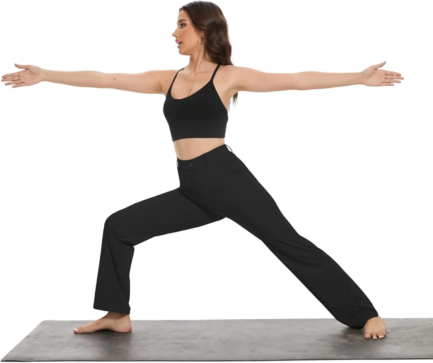 VIMPEP Womens 2024 Fall Stretchy Yoga Dress Pants High Rise Straight Leg with Pockets Casual Petite/Regular 1202
