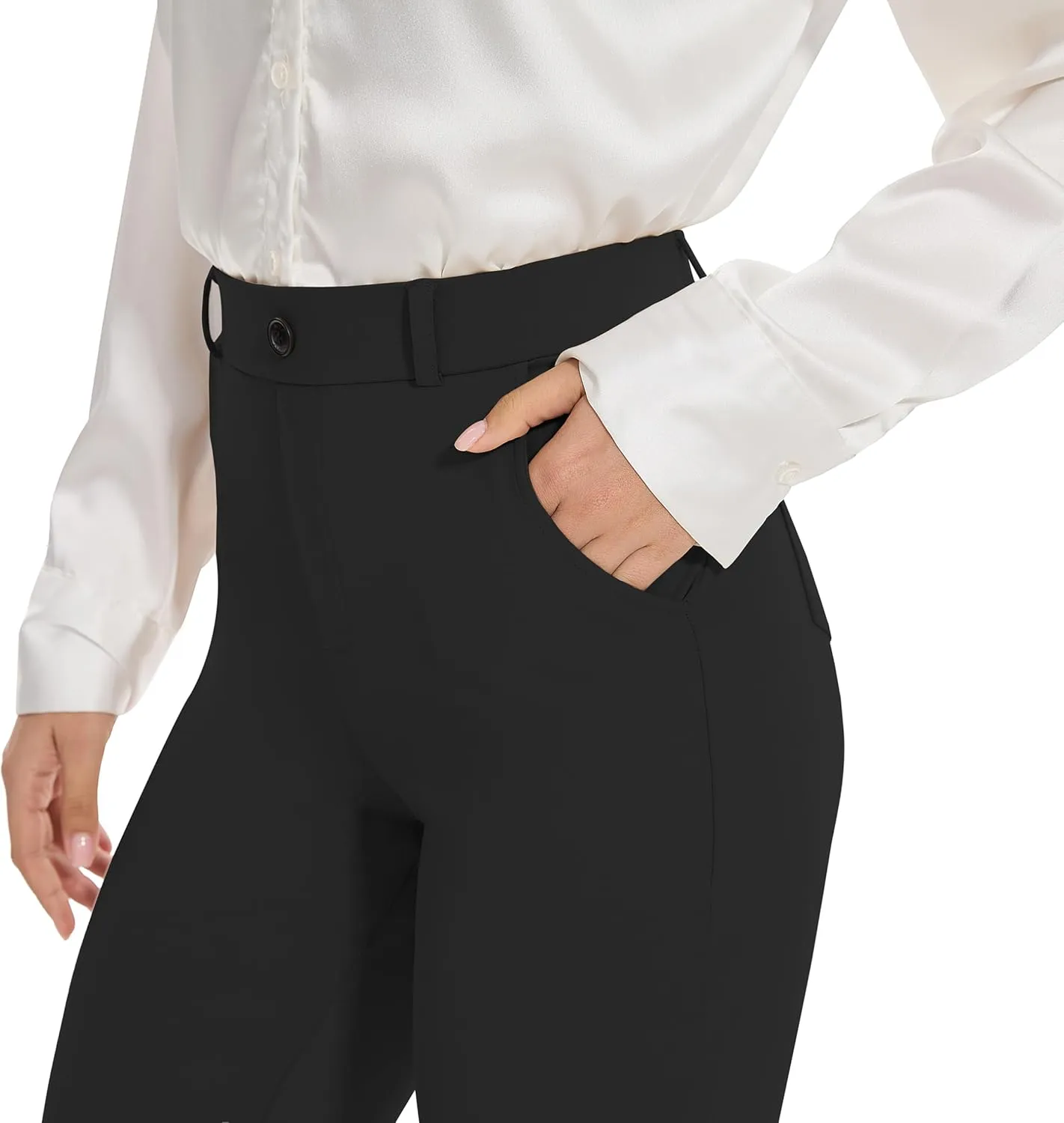 VIMPEP Womens 2024 Fall Stretchy Yoga Dress Pants High Rise Straight Leg with Pockets Casual Petite/Regular 1202