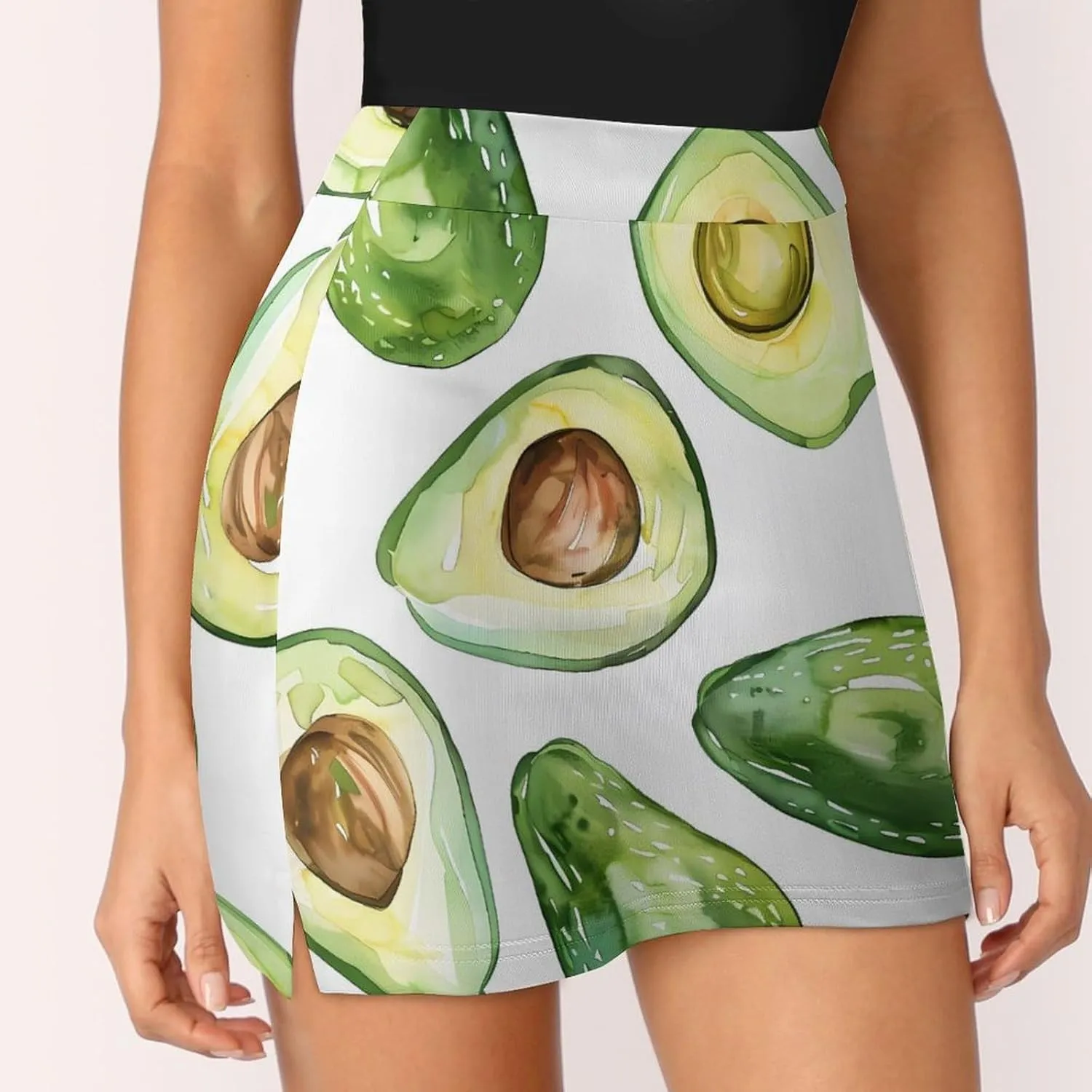 Watercolor Avocados Women's Skort Athletic Skirt Golf Skorts A-line Skirts with Built-in Shorts Pockets