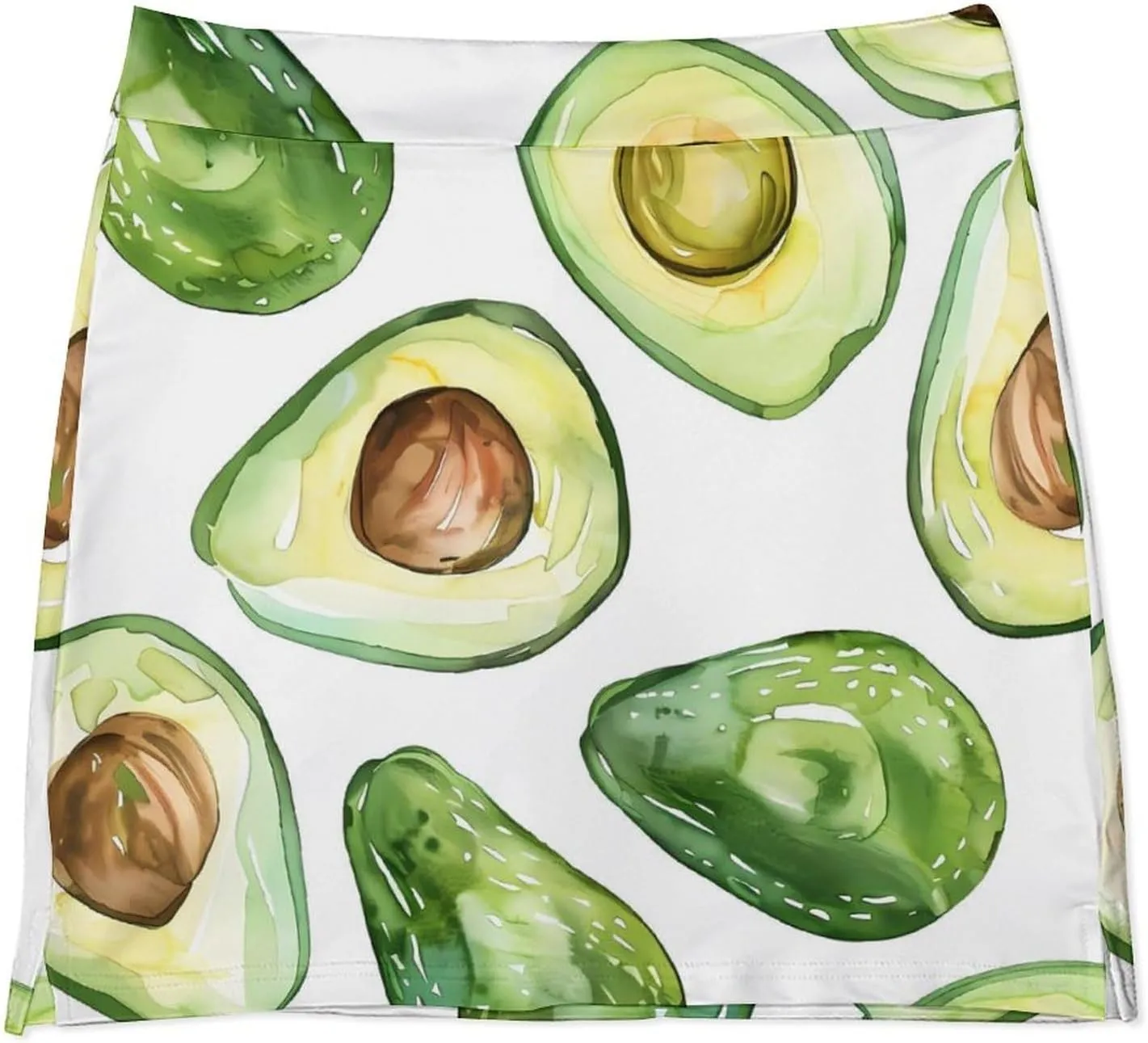 Watercolor Avocados Women's Skort Athletic Skirt Golf Skorts A-line Skirts with Built-in Shorts Pockets