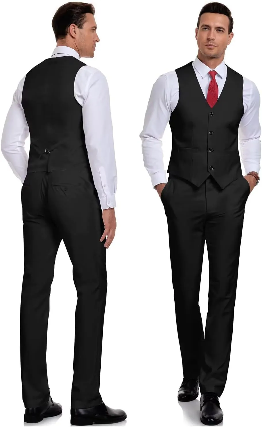 Wehilion Men's Suits 2 Pieces, Vest Pants Set for Men, V-Neck Slim Fit Casual Suit Waistcoat