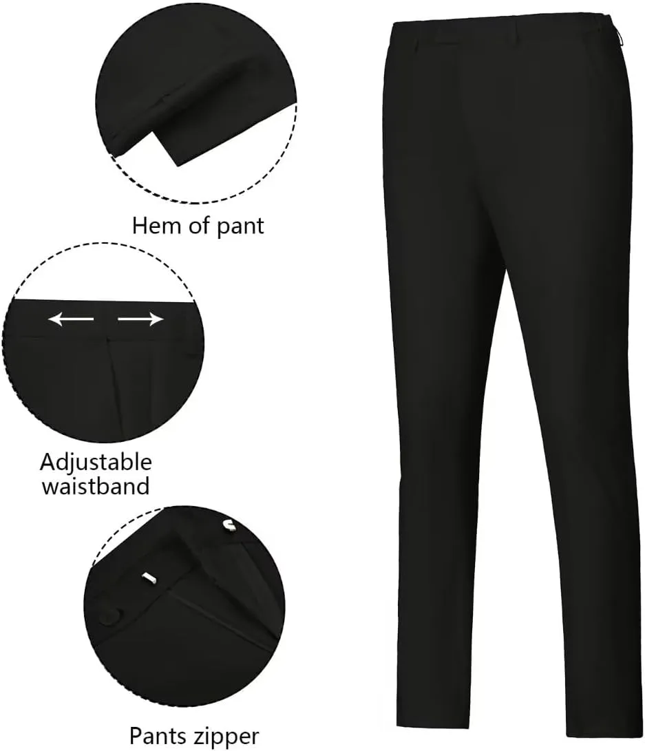 Wehilion Men's Suits 2 Pieces, Vest Pants Set for Men, V-Neck Slim Fit Casual Suit Waistcoat